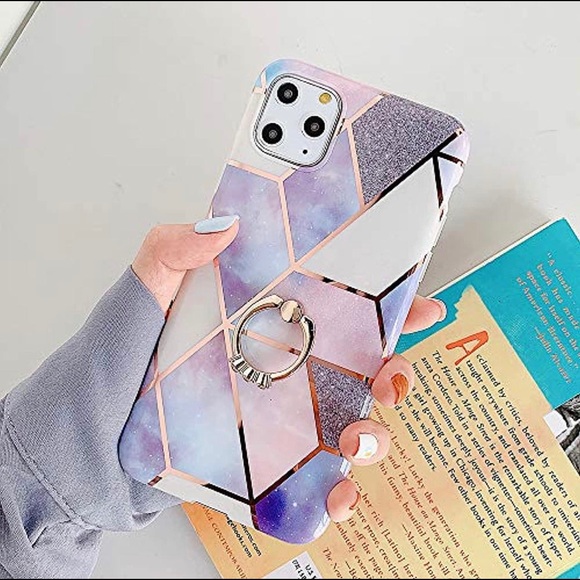 Compatible For IPhone 12 Bronzing Marble Fashion 360• Rotating Ring stand - Picture 2 of 5